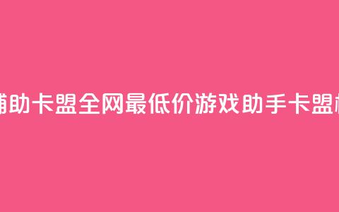 全网最低价游戏辅助卡盟 - 全网最低价游戏助手卡盟,极具性价比!~ 第1张 全网最低价游戏辅助卡盟 - 全网最低价游戏助手卡盟,极具性价比!~ 第1张