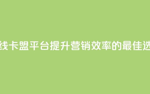 在线卡盟平台:提升营销效率的最佳选择 第1张 在线卡盟平台:提升营销效率的最佳选择 第1张