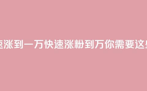 粉丝如何快速涨到一万(快速涨粉到1万,你需要这些技巧) 第1张 粉丝如何快速涨到一万(快速涨粉到1万,你需要这些技巧) 第1张