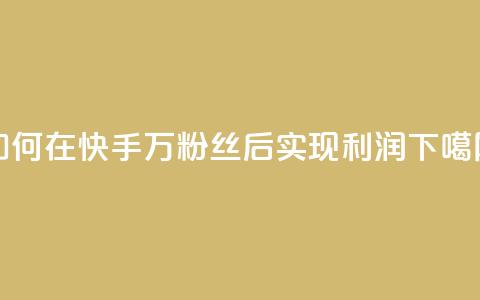 如何在快手1万粉丝后实现利润? 第1张 如何在快手1万粉丝后实现利润? 第1张
