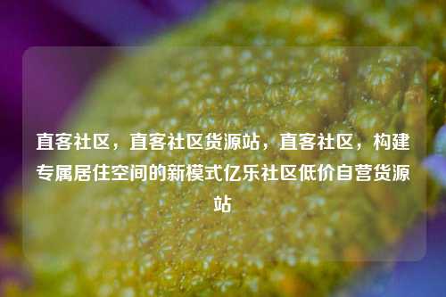 直客社区，直客社区货源站，直客社区，构建专属居住空间的新模式亿乐社区低价自营货源站  第1张