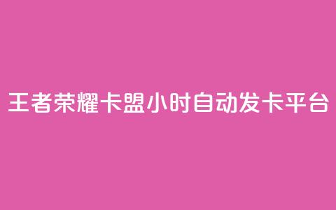 王者荣耀卡盟24小时自动发卡平台 - 王者荣耀自动发卡平台实现24小时无缝服务!  第1张