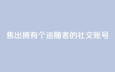 售出拥有1000个追随者的社交账号  第1张