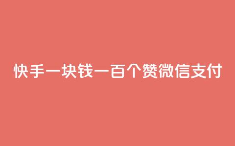 快手一块钱一百个赞微信支付 - 快手一块钱100赞，微信支付安全便捷~  第1张