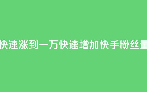 快手粉丝如何快速涨到一万(快速增加快手粉丝量到一万的方法) 第1张 快手粉丝如何快速涨到一万(快速增加快手粉丝量到一万的方法) 第1张