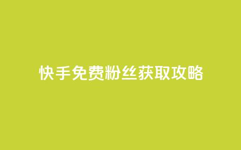 快手免费粉丝获取攻略  第1张