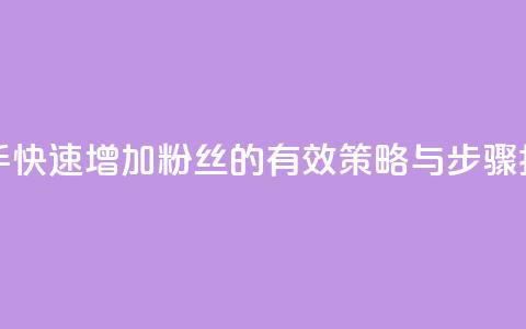 快手快速增加粉丝的有效策略与步骤指南 第1张 快手快速增加粉丝的有效策略与步骤指南 第1张