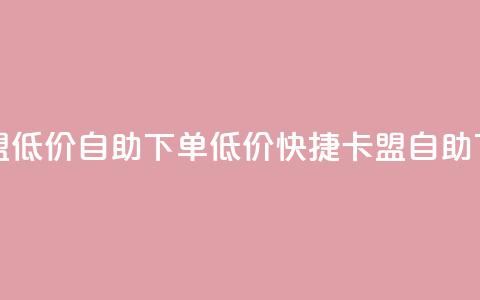卡盟低价自助下单(低价快捷：卡盟自助下单)  第1张