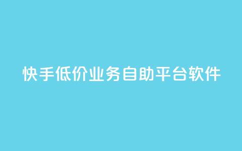 快手低价业务自助平台软件 - 快手推出低价自助平台软件助力业务发展！  第1张