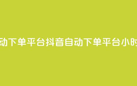 抖音业务24小时自动下单平台 - 抖音自动下单平台24小时便捷服务	。  第1张