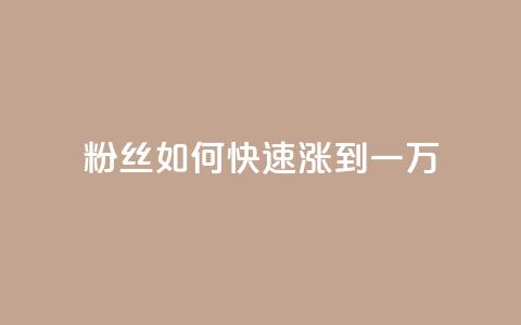 粉丝如何快速涨到一万 - 快速提升粉丝数量至一万的有效策略! 第1张 粉丝如何快速涨到一万 - 快速提升粉丝数量至一万的有效策略! 第1张