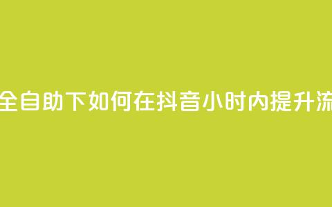 抖音24小时全自助下 - 如何在抖音24小时内提升流量？！  第1张