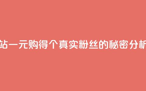 B站一元购得1000个真实粉丝的秘密分析 第1张 B站一元购得1000个真实粉丝的秘密分析 第1张
