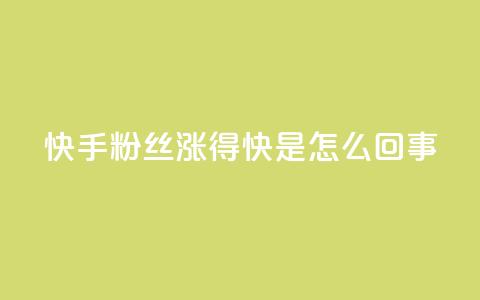 快手粉丝涨得快是怎么回事,自助下单平台 - 抖音点赞充值链接 qq空间点赞  第1张