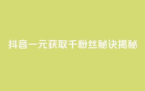 抖音一元获取千粉丝秘诀揭秘  第1张