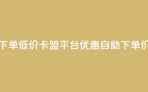 卡盟平台自助下单低价 - 卡盟平台优惠自助下单，价格实惠!  第1张