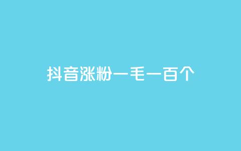 抖音涨粉一毛一百个 - 抖音增粉攻略：每投入一毛	，增加百个粉丝!  第1张