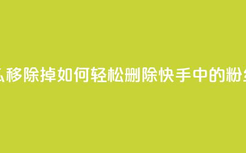快手粉丝怎么移除掉 - 如何轻松删除快手中的粉丝账号!  第1张