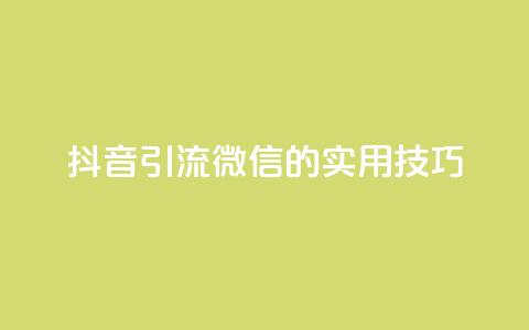 抖音引流微信的实用技巧 第1张 抖音引流微信的实用技巧 第1张