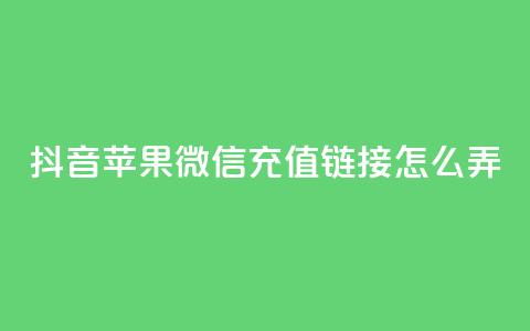 抖音苹果微信充值链接怎么弄,抖音播放量是不是有点假 - qq空间业务平台 快手免费福利点赞自助平台  第1张