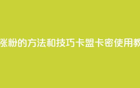 抖音快速涨粉的方法和技巧 - 卡盟卡密使用教程  第1张