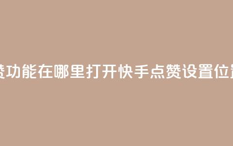 快手点赞功能在哪里打开(快手点赞设置位置)  第1张