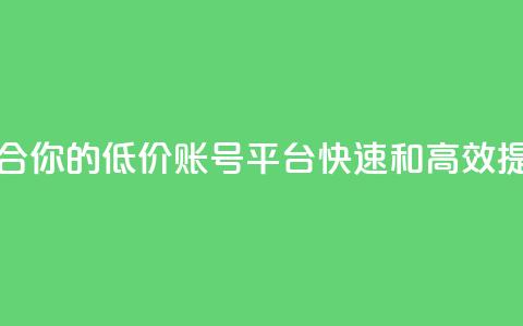 低价账号平台 - 找到适合你的低价账号平台，快速和高效提升你的性价比!  第1张