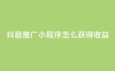 抖音推广小程序怎么获得收益,24小时自助下单秒到 - 抖音点赞充值10个 快手赞  第1张