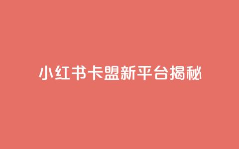 小红书卡盟新平台揭秘 第1张 小红书卡盟新平台揭秘 第1张