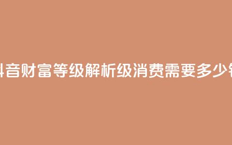 抖音财富等级解析：24级消费需要多少钱  第1张