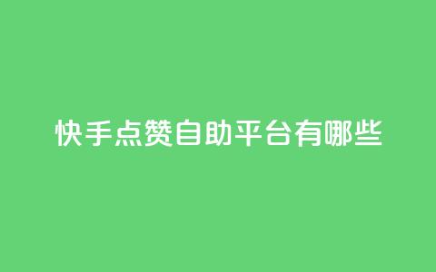 快手点赞自助平台有哪些 - 快手点赞自助平台有哪些优秀选择？~  第1张