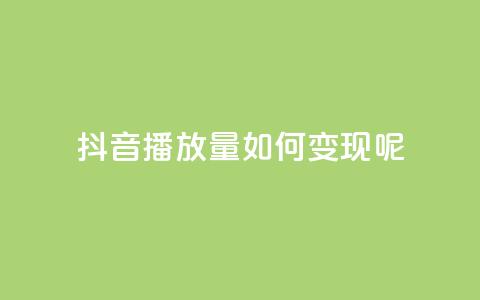 抖音播放量如何变现呢 - 如何利用抖音播放量实现盈利？~  第1张