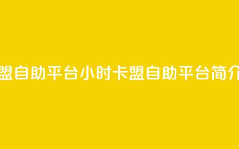 24小时卡盟自助平台(24小时卡盟自助平台简介) 第1张 24小时卡盟自助平台(24小时卡盟自助平台简介) 第1张
