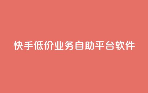 快手低价业务自助平台软件 - 快手推出自助平台助力低价业务发展!  第1张