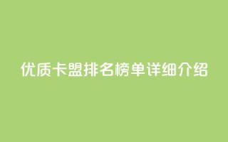 优质卡盟排名榜单详细介绍