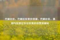代刷社区，代刷社区低价货源，代刷社区，真相与反思亿乐社区低价自营货源站
