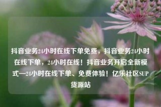抖音业务24小时在线下单免费，抖音业务24小时在线下单，24小时在线！抖音业务开启全新模式—24小时在线下单、免费体验！亿乐社区SUP货源站
