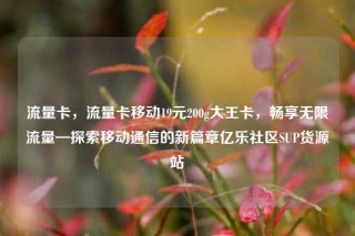 流量卡，流量卡移动19元200g大王卡，畅享无限流量—探索移动通信的新篇章亿乐社区SUP货源站
