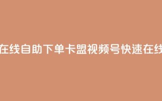 卡盟视频号在线自助下单(卡盟视频号快速在线下单)