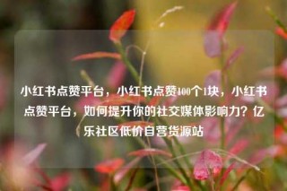小红书点赞平台，小红书点赞100个1块，小红书点赞平台，如何提升你的社交媒体影响力？亿乐社区低价自营货源站