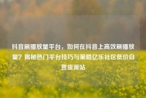 抖音刷播放量平台，如何在抖音上高效刷播放量？揭秘热门平台技巧与策略亿乐社区低价自营货源站