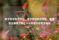 快手购买粉丝网站，快手购买粉丝网站，揭秘非法盈利之道亿乐社区低价自营货源站