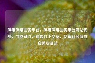 哔哩哔哩业务平台，哔哩哔哩业务平台网站优势，当然可以，请看以下文章，亿乐社区低价自营货源站