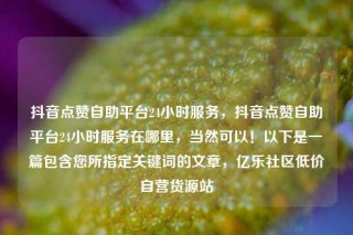 抖音点赞自助平台24小时服务，抖音点赞自助平台24小时服务在哪里，当然可以！以下是一篇包含您所指定关键词的文章，亿乐社区低价自营货源站