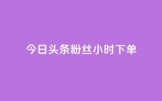 今日头条粉丝24小时下单 - 今日头条24小时内粉丝下单新热点解析！