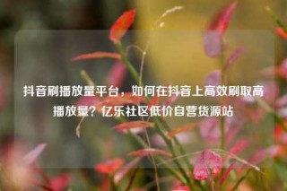 抖音刷播放量平台，如何在抖音上高效刷取高播放量？亿乐社区低价自营货源站