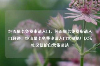 纯流量卡免费申请入口，纯流量卡免费申请入口联通，纯流量卡免费申请入口大揭秘！亿乐社区低价自营货源站