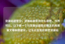 货源站超低价，货源站超低价什么意思，当然可以。以下是一个与货源站超低价相关的高质量文章标题建议，亿乐社区低价自营货源站