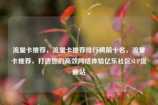 流量卡推荐，流量卡推荐排行榜前十名，流量卡推荐，打造您的高效网络体验亿乐社区SUP货源站
