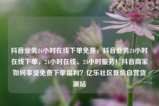 抖音业务24小时在线下单免费，抖音业务24小时在线下单，24小时在线、24小时服务！抖音商家如何享受免费下单福利？亿乐社区低价自营货源站